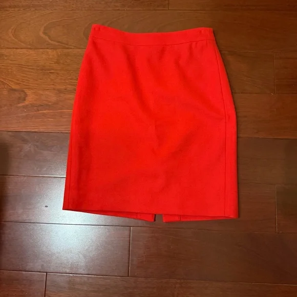 J. Crew The Pencil Skirt Red Wool Professional Skirt Size 0 - Picture 8 of 8